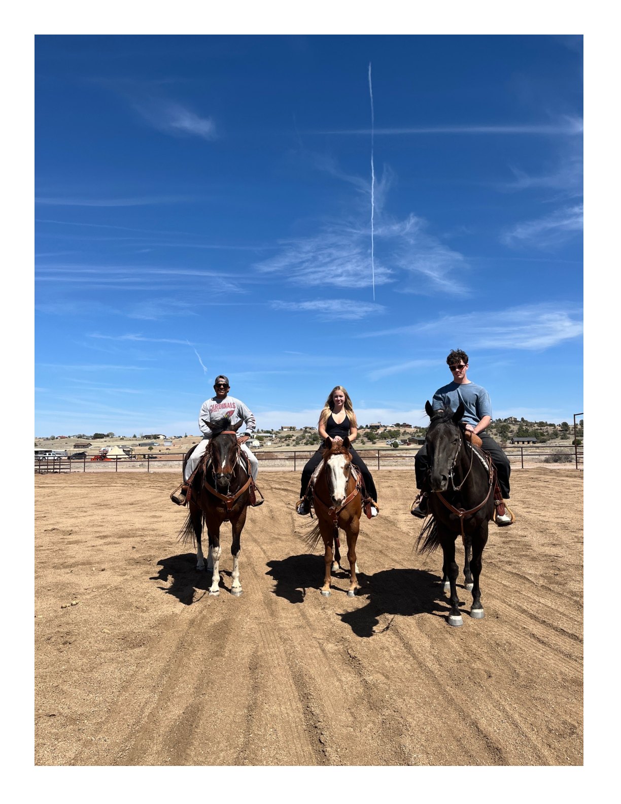 Riding together in the arena